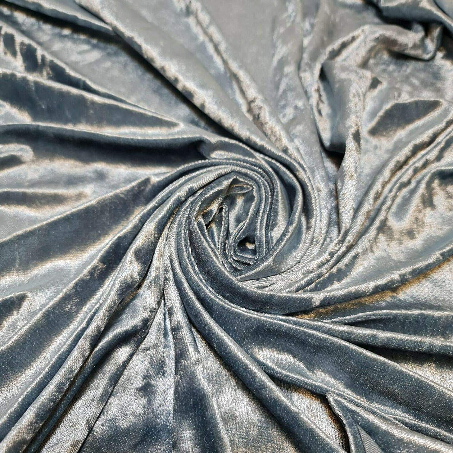 SH Plain Velvet Fabric Premium Crushed Stretch 60" (Duck Egg, 1.5 Meter)