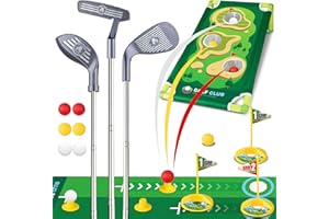 Popsunny Kids Golf Club Set for 3 4 5 Years Old, Retractable Toddler Golf Set with Practice Mat & Cornhole Board, Outdoor Indoor Sports Golf Toy for Boys Girls Gift