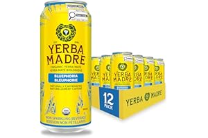Yerba Madre Organic Yerba Mate, Bluephoria, 150mg Natural Caffeine, Energy Drink Alternative, No Jitters or Crash, 458mL (Pac