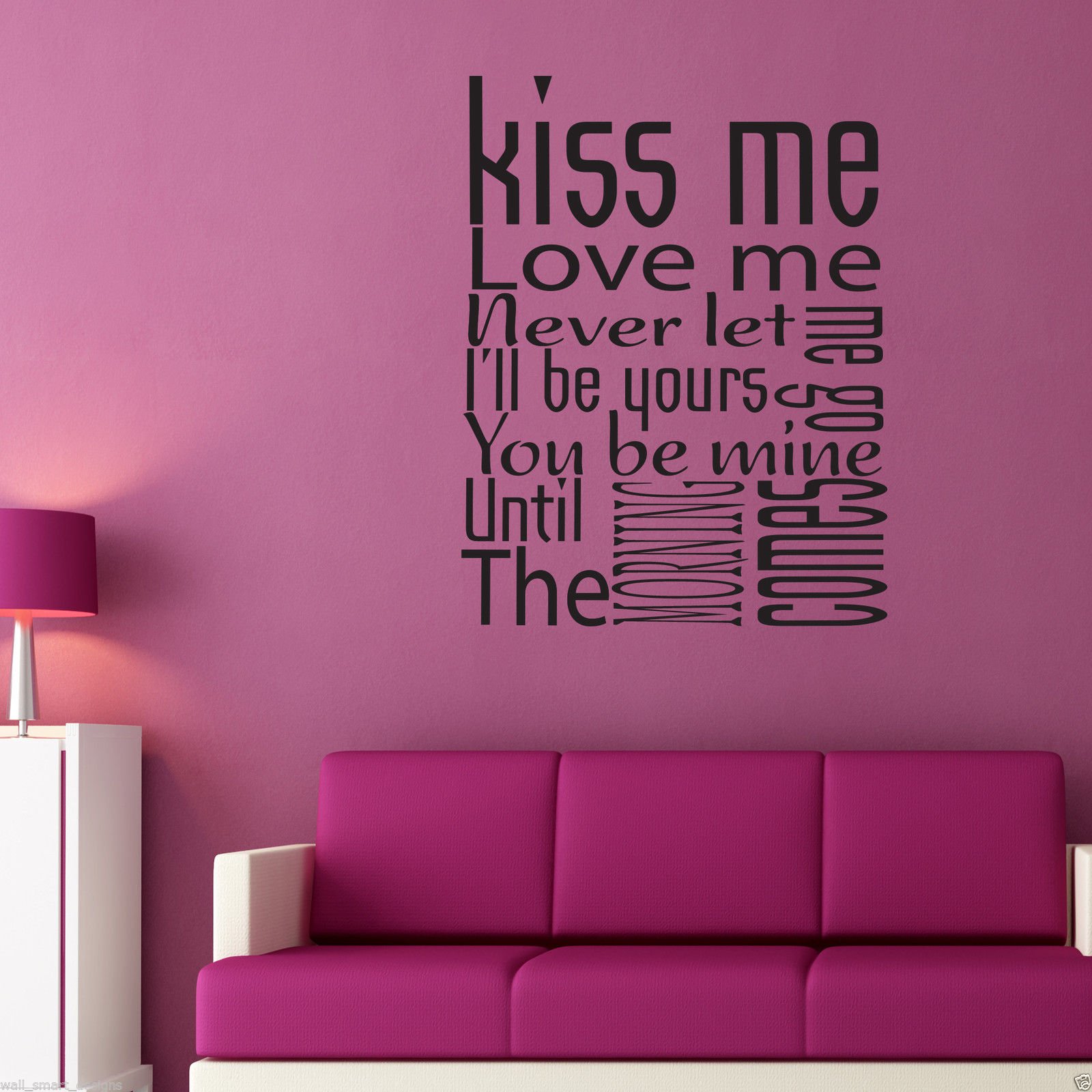 KISS ME QUICKLY Room Wall Art Sticker Quote Decal Mural Stencil Transfer