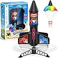Demolike Rocket Launcher for Kids Automatic Launch 200 Feet Air Rocket Toy for Boy 10 Years Old Motorized Air Rocket with Safety Parachute and LED Outdoor Rocket Kits Toys Gifts for Kids Age 5-12