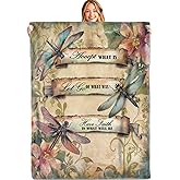 MIEPOS Inspirational Dragonfly Fairy Throw Blanket, 50x60in, Soft, Lightweight Flannel,Vintage Flower Spiritual Quote Blankets, Gifts for Women, for Retro Home Living Room Decor