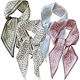 PKRFCJ 4 PCS Silk Scarf for Women, Retro Fashion Bag Scarf for Handbags, Multi Function Ladies Scarves, Bohemian Style, Suitable for Wallets, Handbag Handles