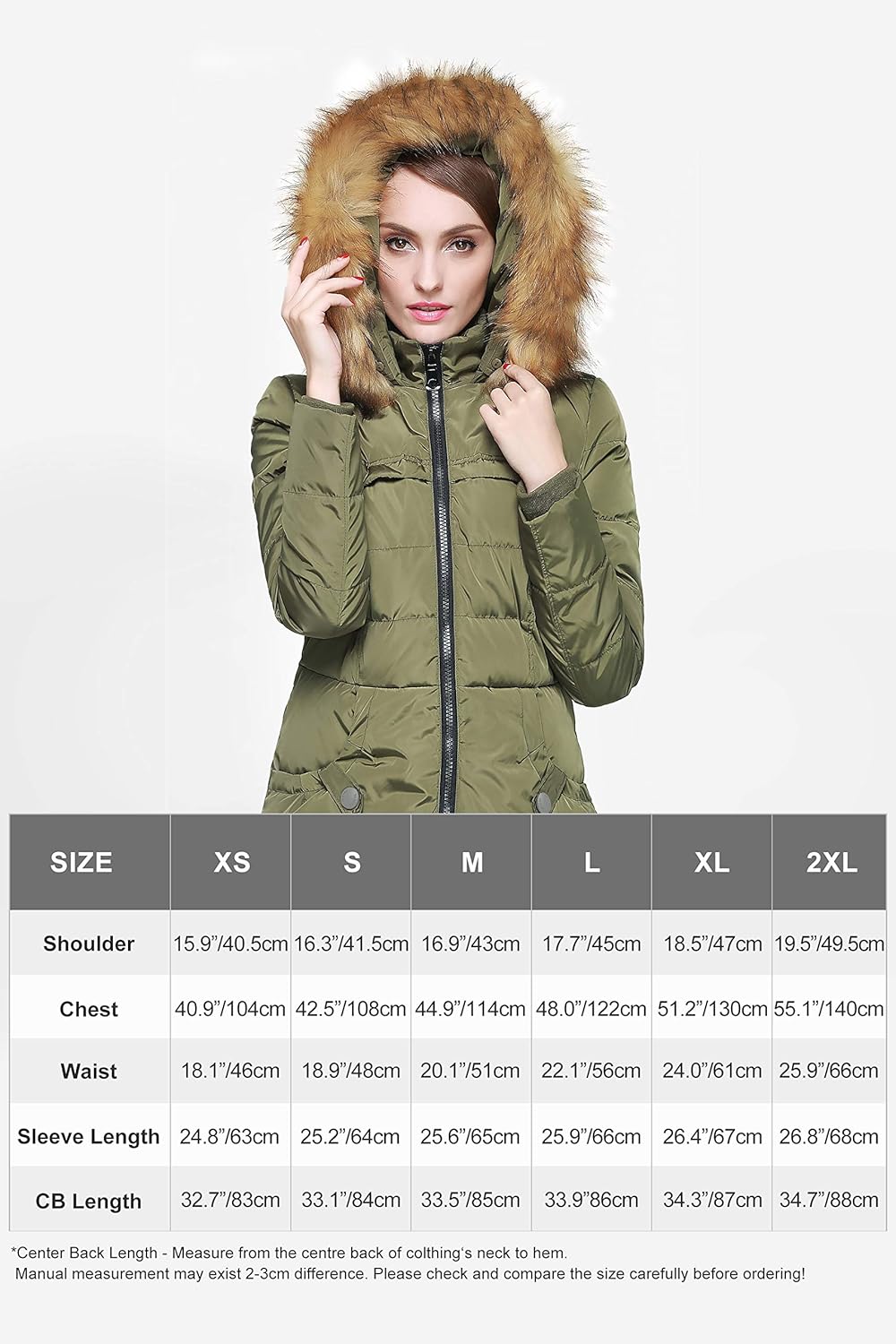 Orolay Women's Down Jacket with Faux Fur Trim Hood: Clothing