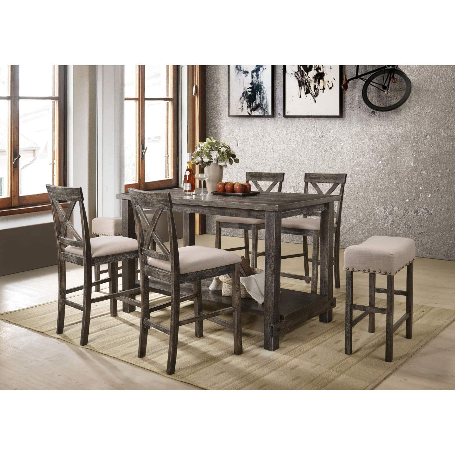 ACME Furniture Martha II Counter Height Table, Weathered Gray