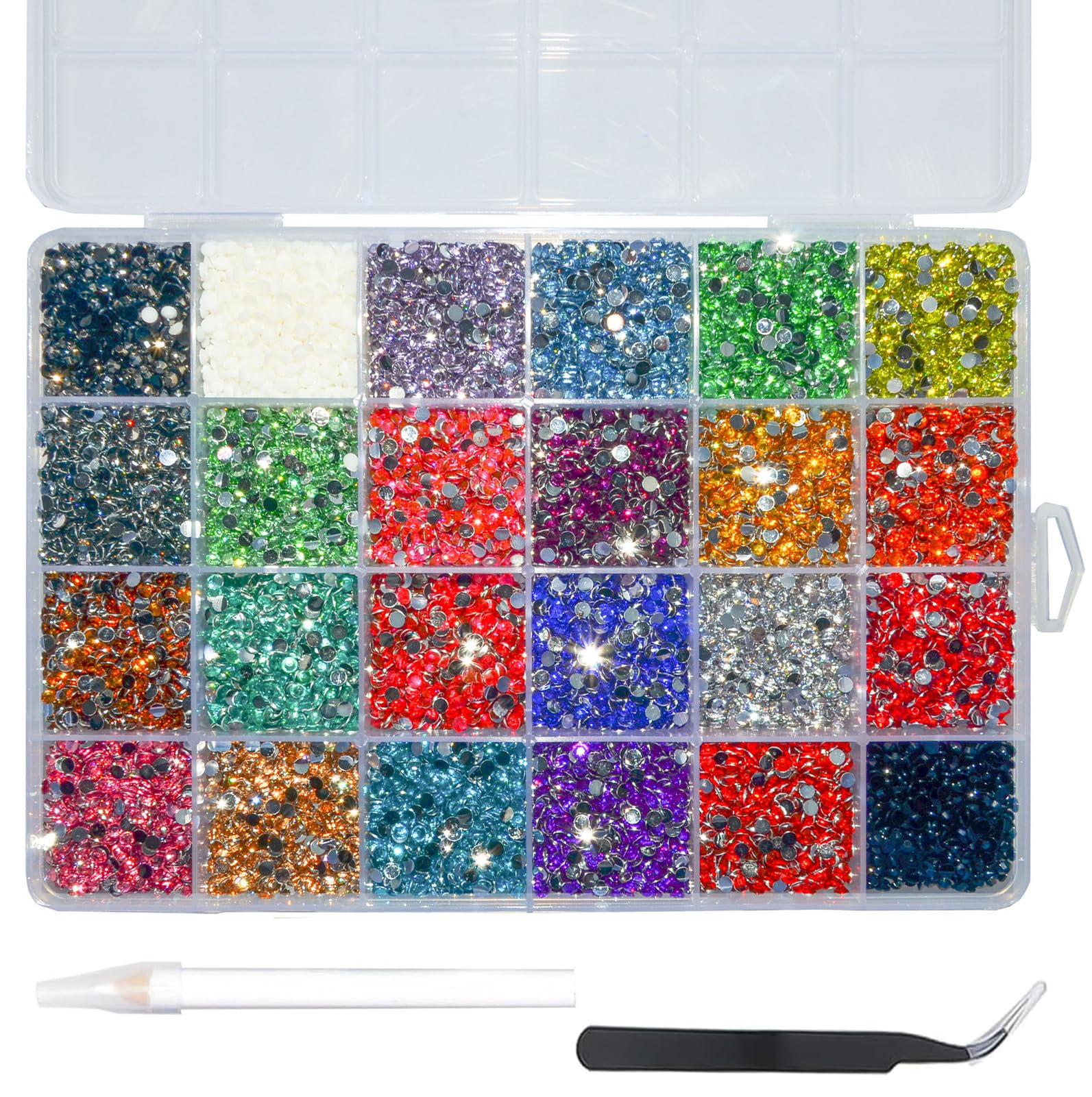 24000粒 ネイルストーン ラインストーン BetterJonny 24色 ネイルストーン ガラス ネイル デコ パーツ 手芸パーツ DIY ネイルパーツ ネイル を飾て(3mm) の商品画像