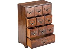 Primo Supply Library Card Catalog Solid Wood Small Curio Cabinet l Retro Storage Organizer Apothecary Drawer Dresser l Thread Coin Trading Card Storage Shelf | Tall - Fully Assembled