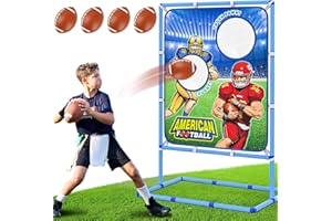 Polkoliye Football Toss Game with 4 Inflatable Balls, Indoor/Outdoor Football Throwing Target Toy for Kids Ages 4-7 8-12- Perfect Christmas Birthday Gifts for 4 5 6 7 8 9 10 11 12 Year Old Boys Girls