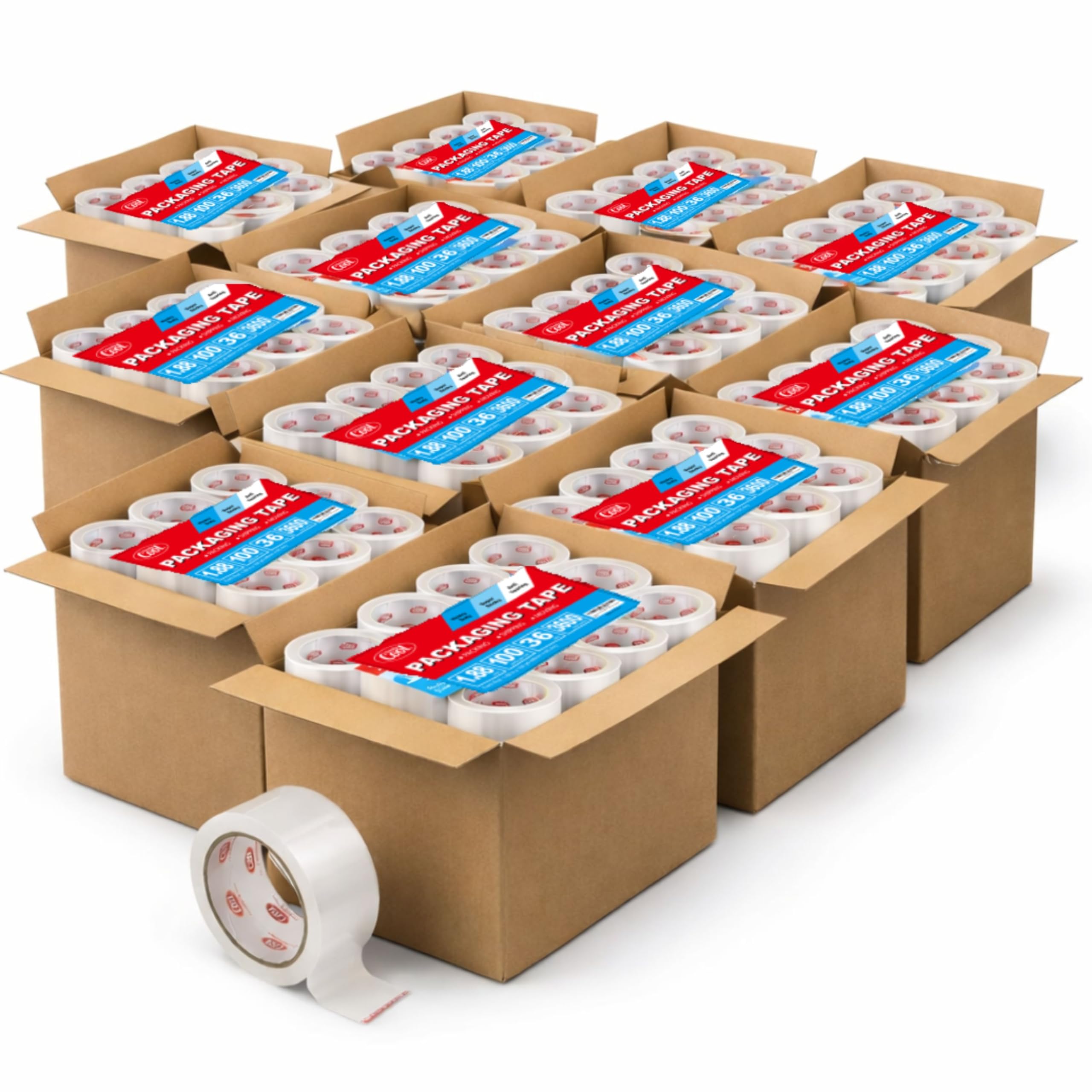 Simply Cool Packing Tape, 1.89 Mil Thick 1.88” Wide x 100 Yards, Heavy Duty Packaging Tape for Shipping, Moving Boxes, Sealing, Mailing & Storage – Strong, 12 Cases of 36 Rolls, 432 Total Rolls Image