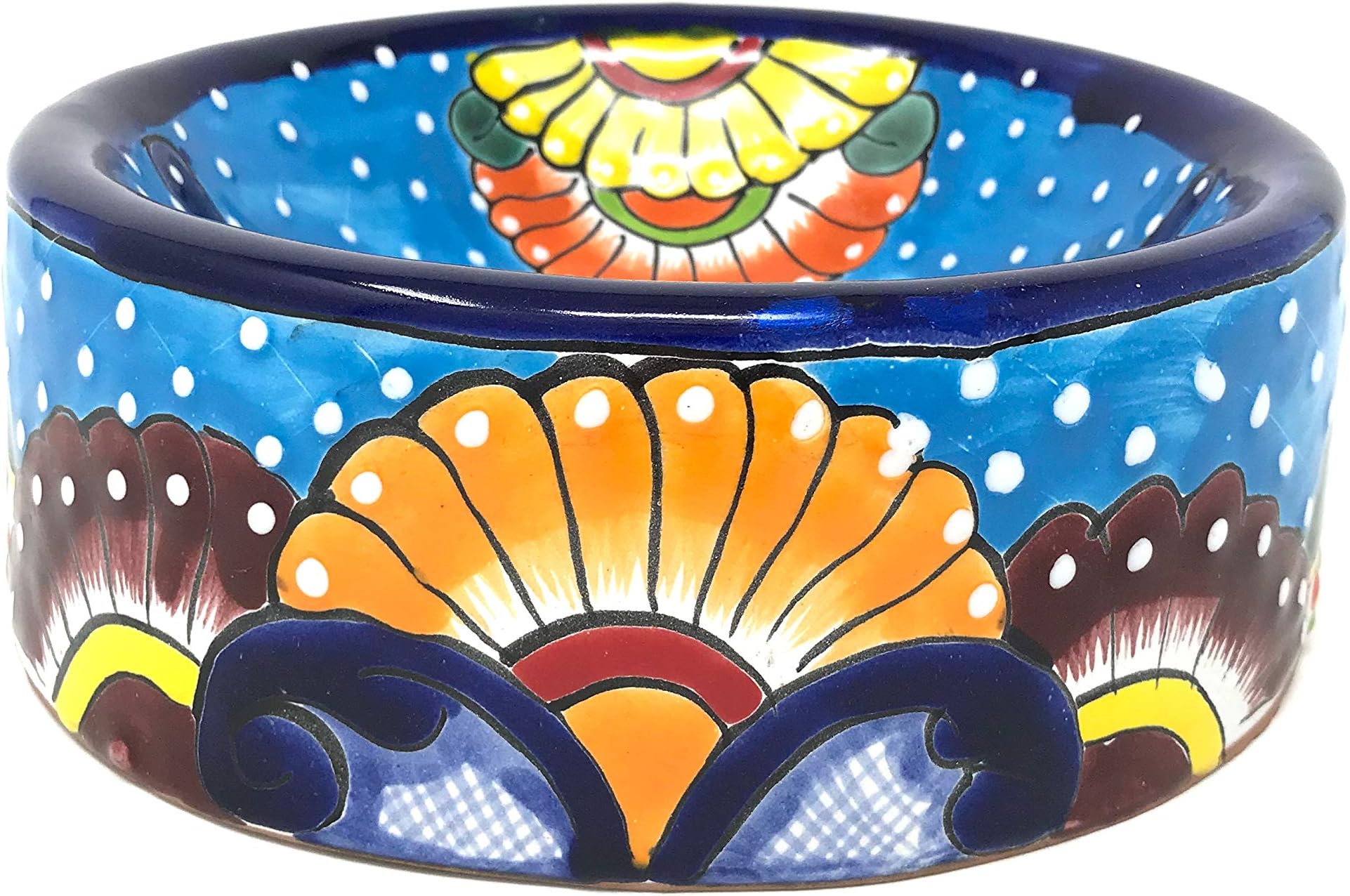 Mexican Talavera Pottery 9 inch Round Hand Painted Extra Large Dog Bowl