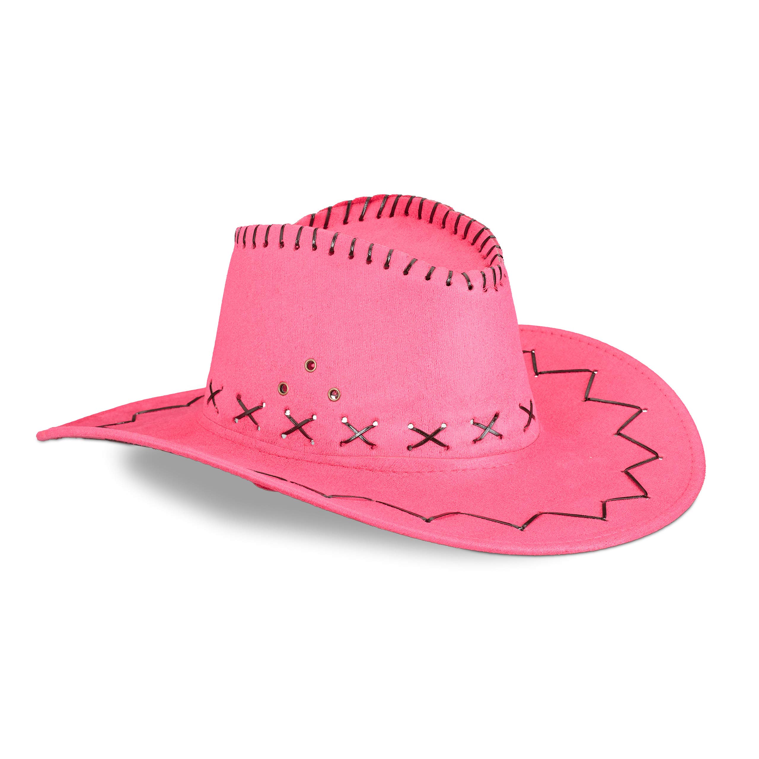 Relaxdays Costume Cowboy Hat, Western Fancy Dress Hat for Adults, Halloween, Pink