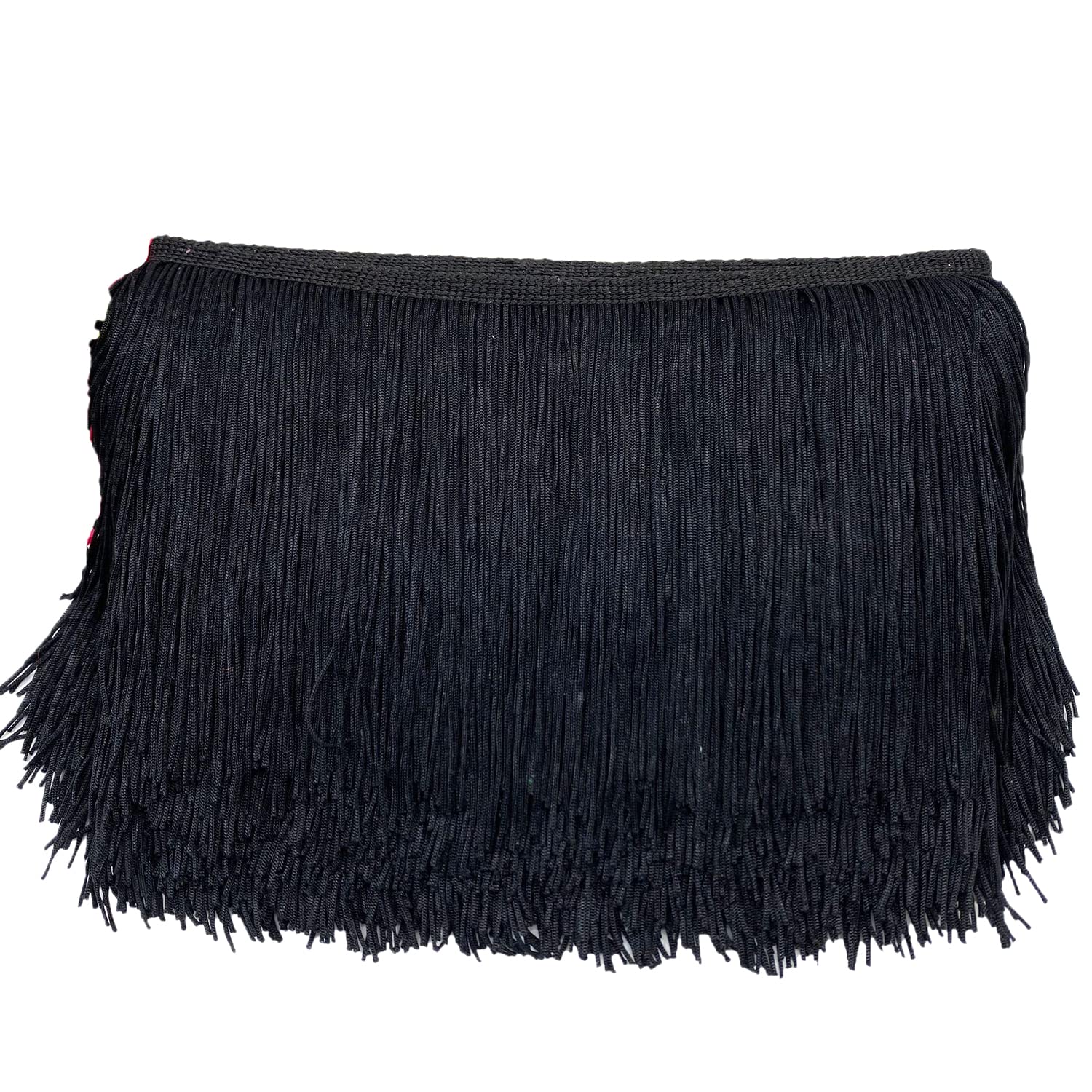 20 cm x 4 m fringe border, fringe tape, decorative ribbon, dance fringe, cut fringe, silk tassel, fringe ribbons for sewing, DIY crafts, clothing, lingerie, costumes, curtains, decoration, black
