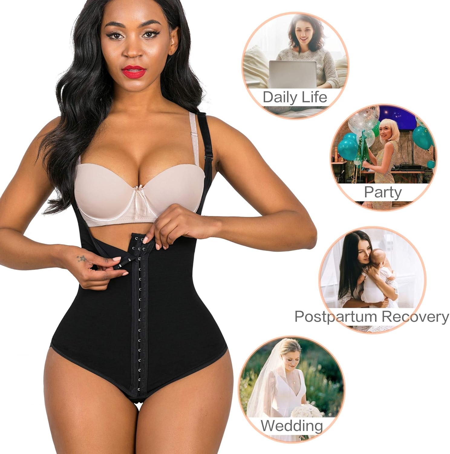 SHAPERX Shapewear for Women Tummy Control fajas colombianas Butt Lifter Body Shaper Front Hooks at  Women’s Clothing store