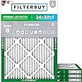 Filterbuy 24x30x1 Air Filter MERV 8 Dust Defense (4-Pack), Pleated HVAC AC Furnace Air Filters Replacement (Actual Size: 23.88 x 29.88 x 0.75 Inches)