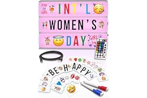 TRICASE Cinema Light Box with Letters – Marquee Color Changing Light Box sign with 386 Black & Color Letters & Emoji & 2 markers- Premium Light Up Letter Board – 16 Dimmable Remote-Controlled Colored Options