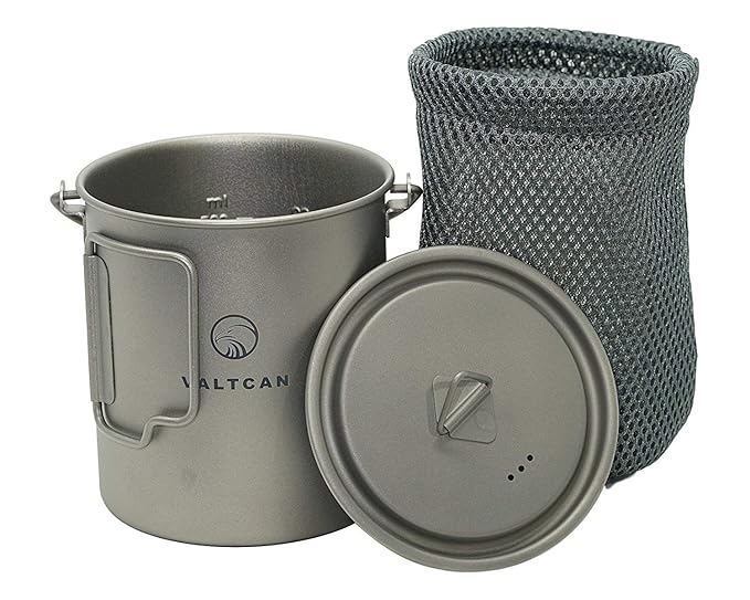 Valtcan 750ml Titanium Pot Backpacking Camping Open Fire Mug Cup with