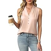 Blooming Jelly Women's Dressy Tank Tops Summer Sleeveless Work Blouses Silk Satin V Neck Shirts Business Casual Outfits