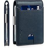 RUNBOX Slim Wallets for Men - Leather Money Clip Mens Wallet - RFID Blocking Front Pocket Bifold Wallet - Thin Credit Card Holder with Gift Box