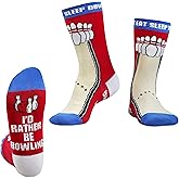 InnoBeta Bowling Gifts for Men/Women Socks, One Size Crew Socks on Birthday - I'd Rather Be Bowling