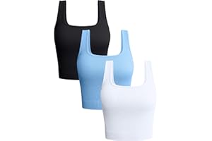 OQQ Women's 3 Piece Tank Tops Ribbed Seamless Workout Exercise Shirts 2025 Summer Basic Camis