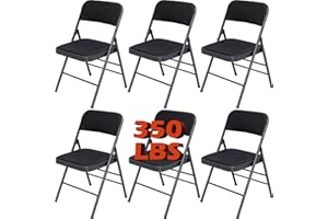 SUSICI 6 Pack Black Folding Chairs, Fabric Dining Chair Set with Padded Cushion and Back, Portable Commercial Stackable Foldable Party Chairs for Home Office Wedding Indoor Outdoor Events