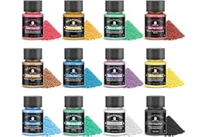 CHANGTIKEJI Mica Powder 12 Colors Pearlescent Pigment - for Resin Epoxy, Soap Making, Nail Polish, Lip Gloss, Eye Shadow, Bath Bomb, Slime & Candle - 10g Each Bottle(Sparkle Hues)