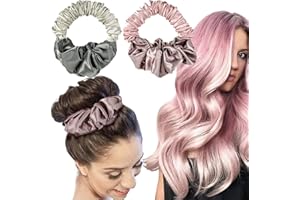 LdevotionR Heatless Hair Curler 2 Pack Curl Scrunchie Satin Scrunchies Curlers Silk Sleeping Sleepy Tie for All Types to Slee
