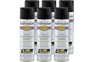 Rust-Oleum 7578838-6PK Professional High Performance Enamel Spray Paint, 15 Oz, Flat Black, 6 Pack