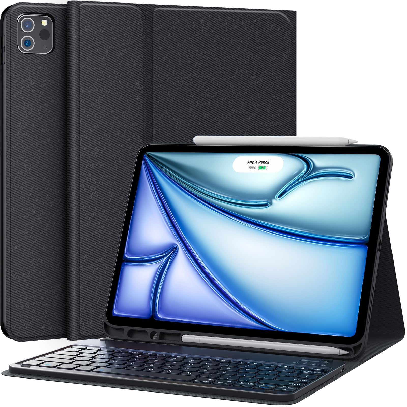 CHESONA Custodia Con Tastiera E Touchpad Per IPad Air 13" E IPad Pro 12.9" (3-6 Gen) - Protezione Anticaduta 10m