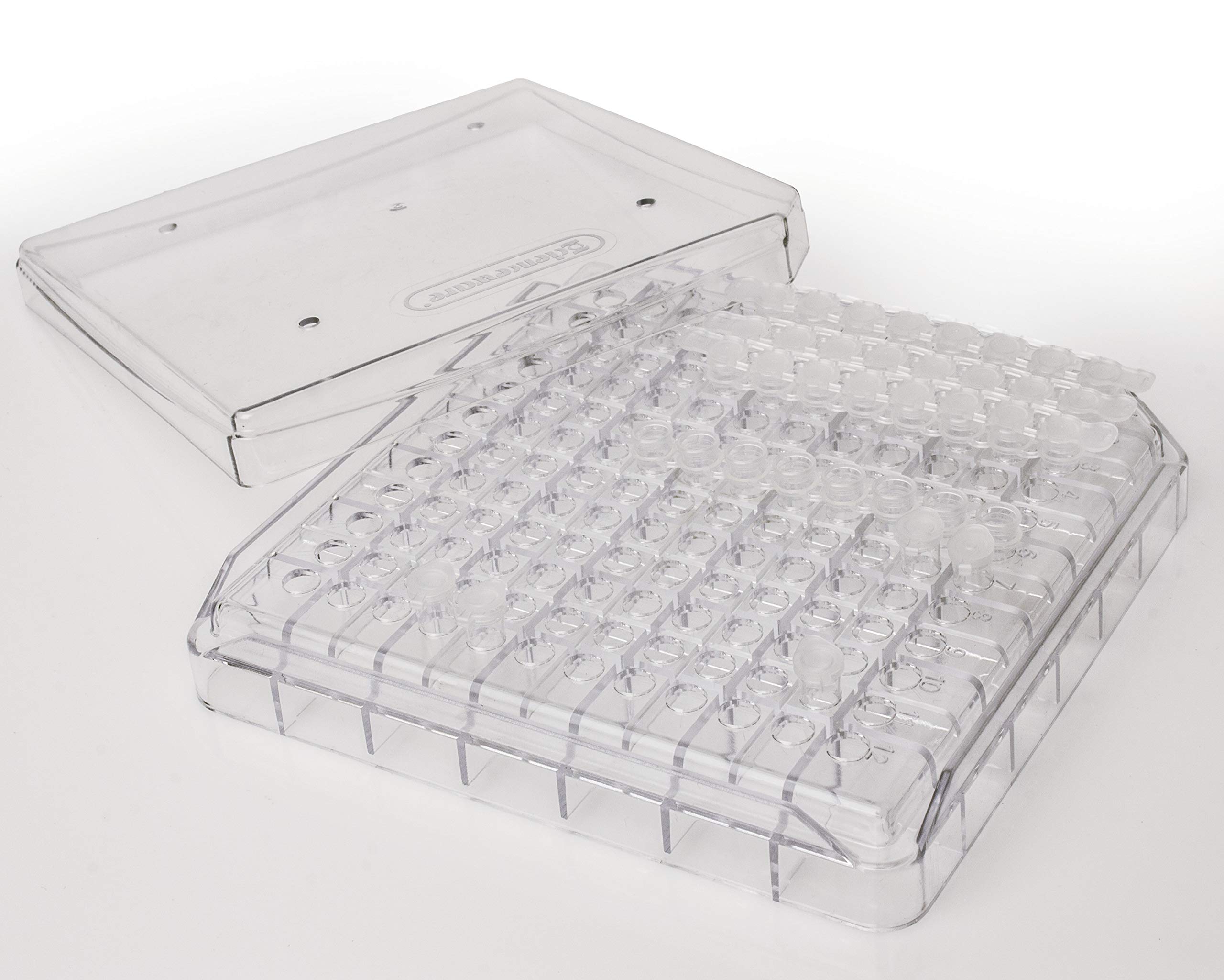 Bel-Art F18837-0000 PCR Tube Freezer Storage Box; 0.2ml, 144 Places, 5¼ x 5¼ x 1 in, Polycarbonate (Pack of 5)