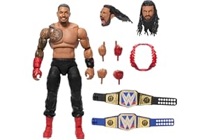 Mattel WWE Ultimate Edition Action Figure & Accessories, 6-inch Roman Reigns Collectible Set, Swappable Heads & Hands, Entrance Gear & 30 Articulation Points