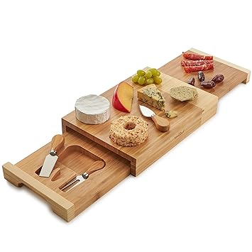 Vonshef 3 Layer Cheese Board With Knives Three Tier Set Natural