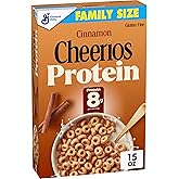 Cheerios Protein Cereal, Cinnamon, 8g Protein, Family Size, 15 oz | Oat &amp; Pea Protein Blend, Gluten Free, 12g Whole Grain, No Artificial Colors or Flavors