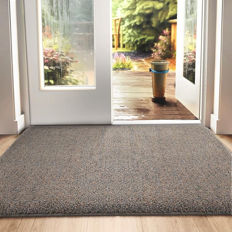 DEXI Dirt Trapper Door Mat Indoor 50x80 cm Non-Slip Machine Washable Brown-Blue