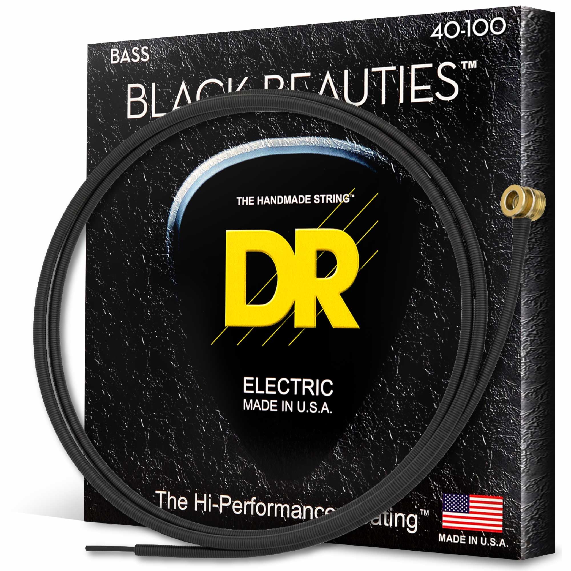 DR Strings BLACK BEAUTIES™ - BLACK Coloured Bass Strings: Light 40-100