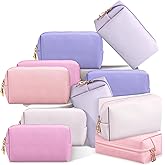 Kigeli 15 Pcs Aesthetic Makeup Bags PU Leather Cosmetic Pouches Waterproof Plain Toiletry Bags Makeup Pouches Bulk for Women Party Gift Travel Storage Organizer(Pink Purple)