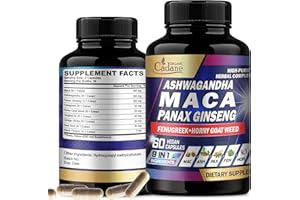 Organic Cadane Maca Root 12000mg Horny Goat Weed 1000mg Tongkat Ali 800mg Complex & Fenugreek, Ashwagandha Root & More - Energy Production, Strength, Mood & Immunity Support - 60 Veggie Capsules