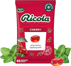 Ricola Cherry Herbal Throat Drops - 45 Count | Made with Swiss Alpine Herbs and Low Menthol for Everyday Voice Care - Herbal 