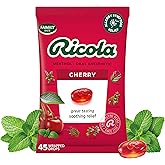 Ricola Cherry Herbal Throat Drops - 45 Count | Made with Swiss Alpine Herbs and Low Menthol for Everyday Voice Care - Herbal Throat Lozenges