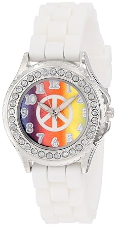 Frenzy Kids FR782 Rhinestone-Accented Watch with White Rubber Band