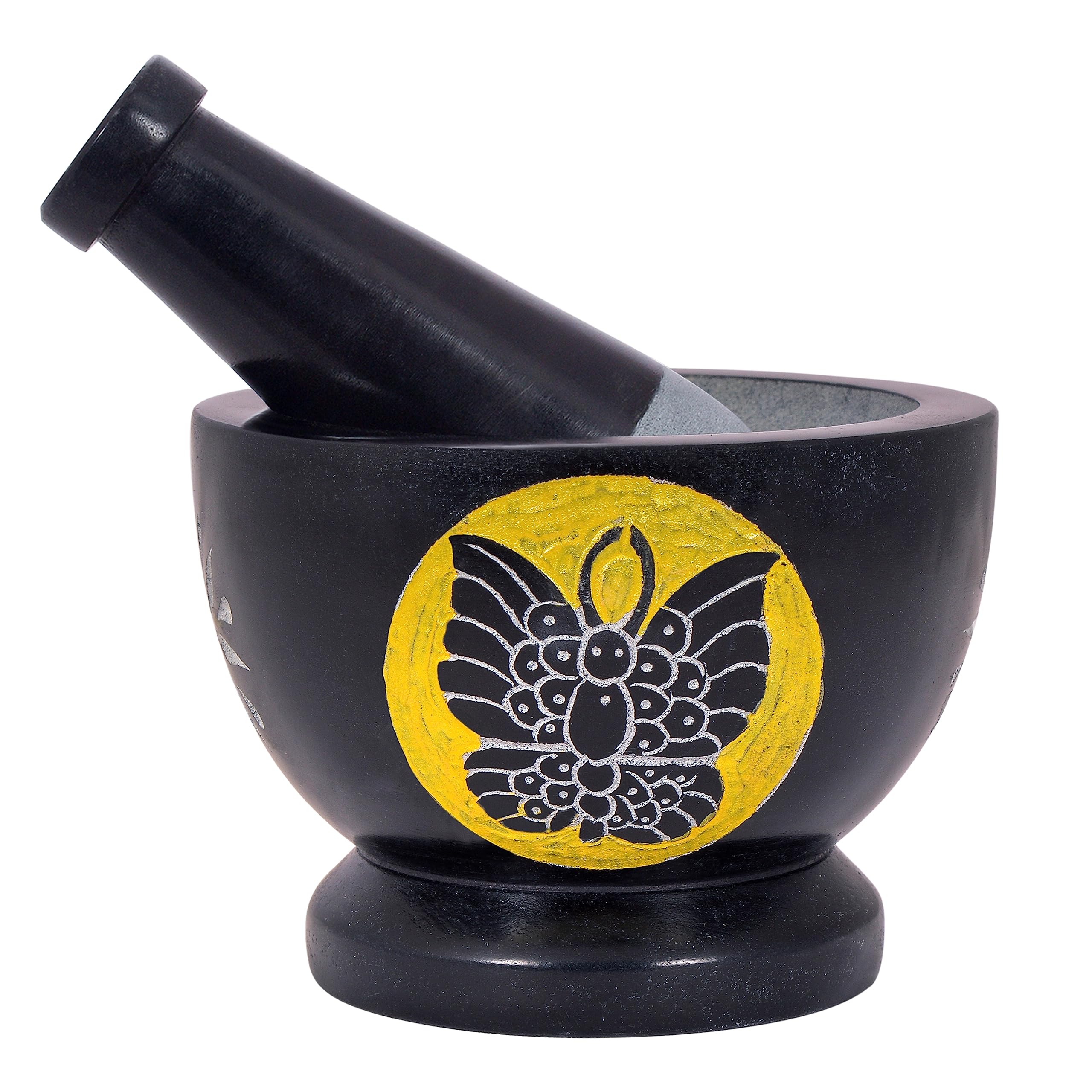 Divit Shilp Mortar and Pestle, Made of Heavy Duty Polished Hard Stone, Natural Stone Grinder For Spices, Pastes, Herbs, Seasoning etc. (Butterfly) — image 1