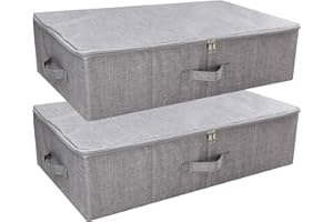 iwill CREATE PRO Folding Washable Underbed Storage Bins for Wardrobe Garment, Blankets, Shoes, Toys Organizer, Dark Gray, Pack of 2