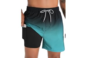 zeetoo Mens Swim Trunks with Compression Liner 5.5" Inseam Shorts Bathing Suit Quick Dry Swimsuit