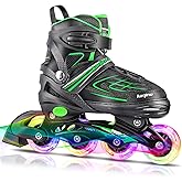 KAQINU Adjustable Inline Skates, Outdoor Inline Skates with Full Illuminating Wheels for Kids and Adults, Women, Girls and Bo