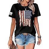 JDyymiys 4th of July Shirts Women American Flag Patriotic Shirts USA Star Stripes Graphic T Shirt Short Sleeve Summer Tees