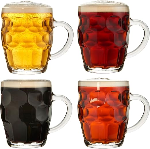 VonShef Beer Mug Tankard Stein Pint Glasses Set of 4 568ml/Pint