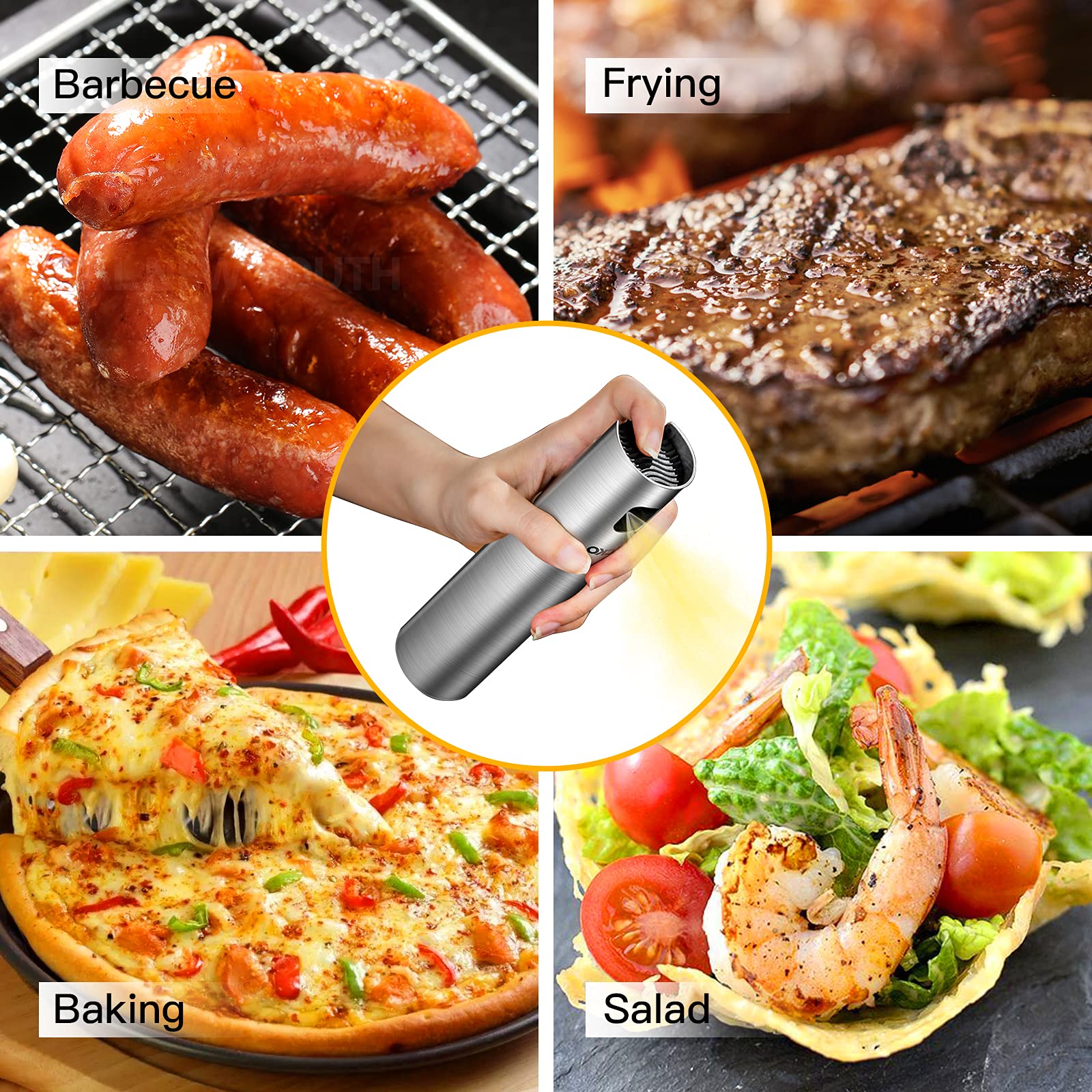 CCKO Oil Sprayer for Cooking Air Fryer Stainless Steel Olive Oil Sprayer Mister 100ML Portable Olive Oil Spray Bottle for BBQ,Salad, Kitchen Baking,Frying,Roasting,Grilling
