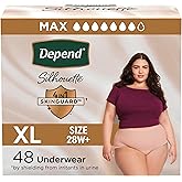 Depend Silhouette Adult Diapers, Incontinence & Postpartum Bladder Leak Underwear for Women, Maximum Absorbency, Extra Large, Pink, 48 Count (2 Packs of 24), Packaging May Vary