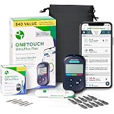 OneTouch Ultra Plus Flex Test Kit with Meter, Strips, Lancets, Pouch | Complete Blood Sugar Kit, Ultra Plus Flex Glucose Meter, 30 Test Strips, 10 Lancets, Lancing Device &amp; Carrying Pouch
