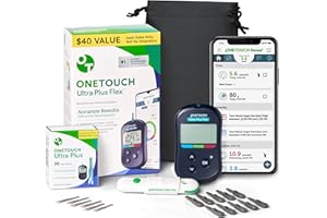 OneTouch Ultra Plus Flex Value Diabetes Testing Kit | Blood Sugar Test Kit Includes 1 Blood Glucose Meter, 1 Lancing Device, 30 Diabetic Test Strips, 10 Lancets, and Carrying Pouch